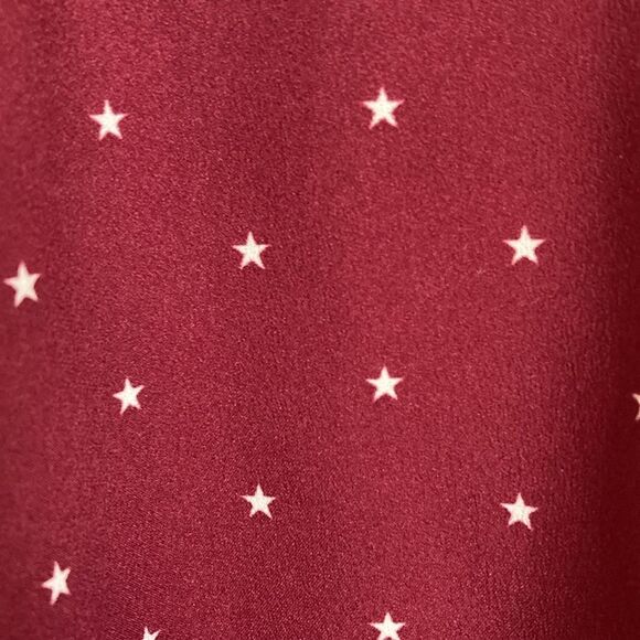 Loft‎ Womens Wrap Dress 14 Maroon Stars Long Sleeves Lightweight Career - Picture 8 of 8